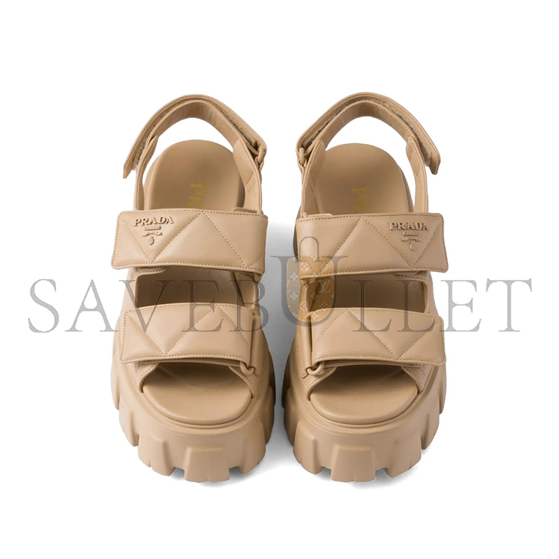 PRADA MONOLITH LEATHER SANDALS 